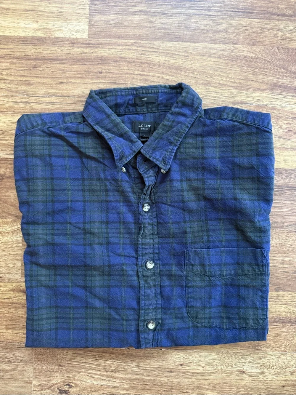 J. Crew Blue & Dark Green Plaid Button-Down Shirt